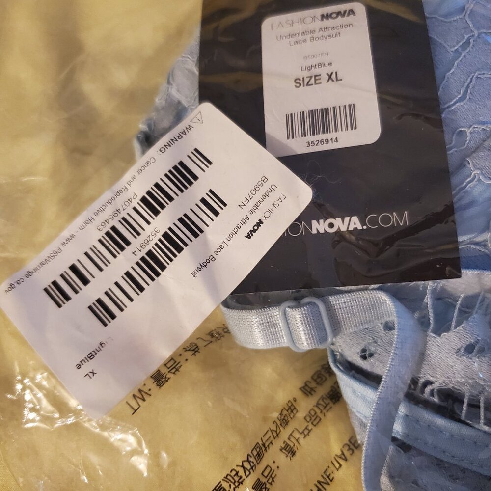 Fashion Nova | Undeniable Attraction Lace Bodysuit | Light Blue | Size XL | NWT - Picture 10 of 12